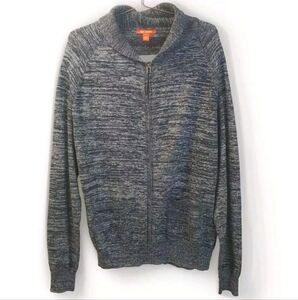 Joe Fresh Cardigan Raglan Sweater Jacket Woman XL Blue Marbled Full Zip